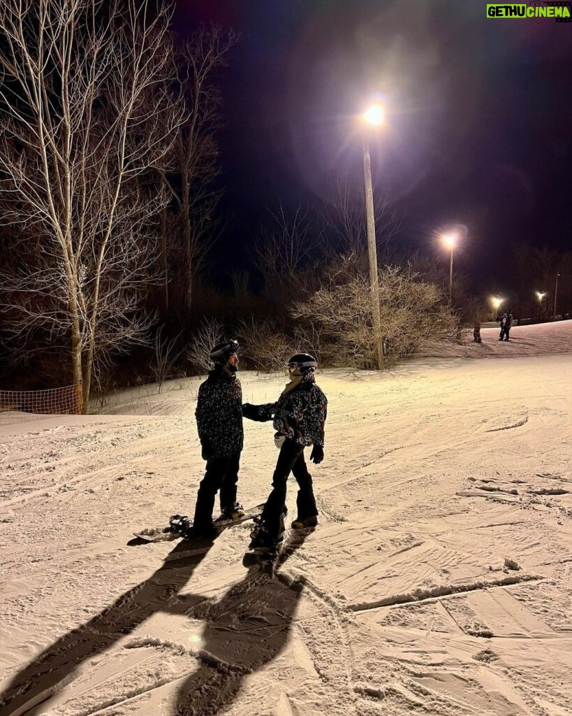 Debby Ryan Instagram - nighttime is for carving slow and flirting on the slopes Night riders