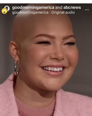 Deborah Roberts Instagram - This is the face of a young warrior. Isabella Strahan showed us what true courage is today when she shared her painful journey … battling a brain tumor @goodmorningamerica . No one in the building could look away as she and dad @michaelstrahan captured hearts everywhere with their breathtaking story of love and determination. Proud of them both. Sending #prayers for #strength and #recovery for beautiful Isabella and her family.