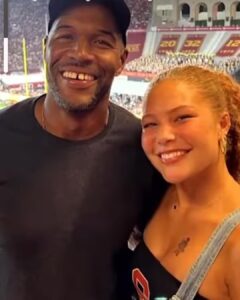 Deborah Roberts Instagram - This is the face of a young warrior. Isabella Strahan showed us what true courage is today when she shared her painful journey … battling a brain tumor @goodmorningamerica . No one in the building could look away as she and dad @michaelstrahan captured hearts everywhere with their breathtaking story of love and determination. Proud of them both. Sending #prayers for #strength and #recovery for beautiful Isabella and her family.