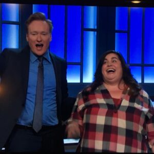Debra DiGiovanni Instagram - I also got to perform on CONAN and it was a wonderful honour. Everyone was delightful, I had a fun day with friends and my hair looked GORGE. (Also I love pic 4 cuz it looks like we’re gonna kiss!) thanks @buckjp for making this happen and @teamcoco for years of excellent stuff!! 🙋🏻‍♀️♥️ (this was Feb 2018 gang!)