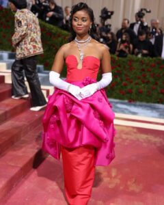 Denée Benton Instagram - Gilded Glamour Indeed ✨ Thank you @prabalgurung and my magic team of artists for an unforgettable first #metgala2022