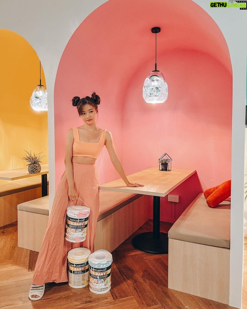 Denise Soong Ee Lyn Instagram - This week, I dressed up in colours of the puzzles tuition centre every single day 😂 help me pick the best fit? Featuring the prettiest shades from @rafflespaint let me geek out a little below. The walls in the puzzles tuition centre are all painted with @rafflespaint R.Baby, an ultra strong performance paint with zero paint odour, and air purifying abilities. (that neutralizes indoors air pollutants) It’s also zero VOC & anti bacterial. Truly the best for a learning & working space ✌🏻
