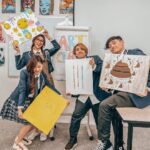 Denise Soong Ee Lyn Instagram - ART CLASS 🎨 Best shoot ever. We got to paint when it wasn’t our scenes, featuring our masterpieces here 😂 whose painting Dyou like most? Mine is Vincent’s, we worked together; mixing the paint to get this brown look HAHAHA link in bio ✨