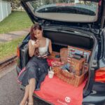 Denise Soong Ee Lyn Instagram - For days when we don’t feel like leaving the house, but still feel like having a picnic date: order in food and bring them & an iPad to the garage for a car picnic, complete with a movie (all from the comfort of home.) what makes it better is scoring free deliveries, and getting my fav eats delivered, thank u @foodpandasg. From now till 24th October, enjoy free deliveries for your everyday favourites like Wooshi (what I’m having here) & bbt from chi cha san chen with a min spend of $20. Yes, mad wins, just $20! Get cozy and order yours today! #foodpandasg #titandigitalmedia