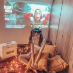 Denise Soong Ee Lyn Instagram - home movie night check 🍿pillow fort, hot choco, & our @lumosprojector Please help to recommend some good shows in the comments? 🤓