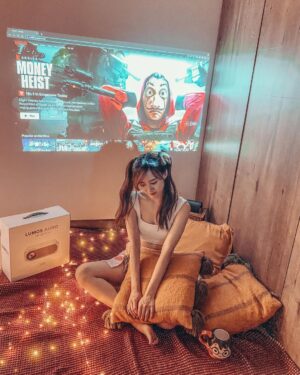 Denise Soong Ee Lyn Instagram - home movie night check 🍿pillow fort, hot choco, & our @lumosprojector 
Please help to recommend some good shows in the comments? 🤓