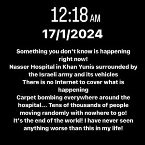 Deniz Uğur Instagram - Bakın; @wizard_bisan1 dün gece yarısı ne paylaşmış:
“Şu anda sizin bilmediğiniz bir şey oluyor! Han Yunus’taki Nasser Hastanesi İsrail ordusu ve araçları tarafından çevrelendi. Olup bitenleri yayınlayacak internet erişimi yok. Hastanenin bütün çevresi yaylım ateşine tutuluyor… Gidecek yeri olmayan on binlerce insan sağa sola kaçışıyor! Bu dünyanın sonu! Hayatımda bundan daha kötü bir şey hiç görmedim!”
⚠️
Gerçekleri nasıl buldunuz?
Eğer bir arada sağlam durmazsak bu kâbusu yarın bizim de yaşayabileceğimizi hiç düşünüyor musunuz?“Bizden biri gibi görünen” Mossad ajanlarının CIA’in aramızda cirit attığını, ezelden beri bizimle birlikte yaşadıklarını bilmiyor musunuz?
Sizce bugün hangi normal vatandaş adliyede “yaşasın şeriat” diye slogan atar? Niye atsın? Gündemi niye bu olsun? Başka işi gücü yok mu? 
Nasıl hâlâ gaza gelebiliyorsunuz?
Salak mısınız? (Yarası olan gocunsun!)
#BüyükUyanış
