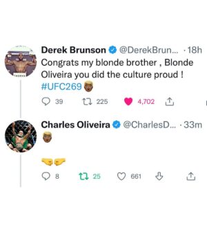 Derek Brunson Instagram - One time for the culture . The culture went 4-0 in 2021 . #undefeated #BlondeBrunson #BlondeCharles 😤😂👱🏾‍♂️