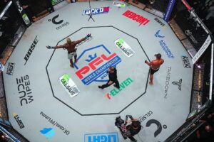 Derek Brunson Instagram - PFL recap: spinning s**t , I had fun fighting once again . I ran 10-15 miles for the last 8 weeks . I went 3 rounds without tiring . We can build on that ! Inch by inch #PFL 👱🏾‍♂️blonde brunson undefeated . Thank you DC the crowd was great. I felt at home