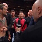 Derek Brunson Instagram - Merab “Houdini” Dvalishvili too quick 😂😂😂 . This man had O'Malley’s jacket on in 5 seconds 😭 #UFC288 #everySinceWWE Newark, New Jersey