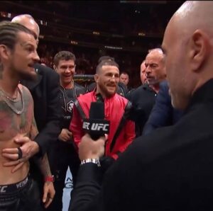 Derek Brunson Instagram - Merab “Houdini” Dvalishvili too quick 😂😂😂 . This man had O'Malley’s jacket on in 5 seconds 😭 #UFC288 #everySinceWWE