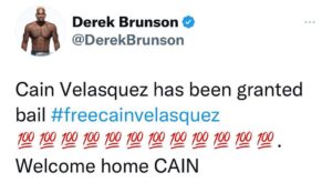 Derek Brunson Instagram - Welcome Home @officialcainvelasquez . We the MMA community and as a father support you . F*** a pedo ! 💯