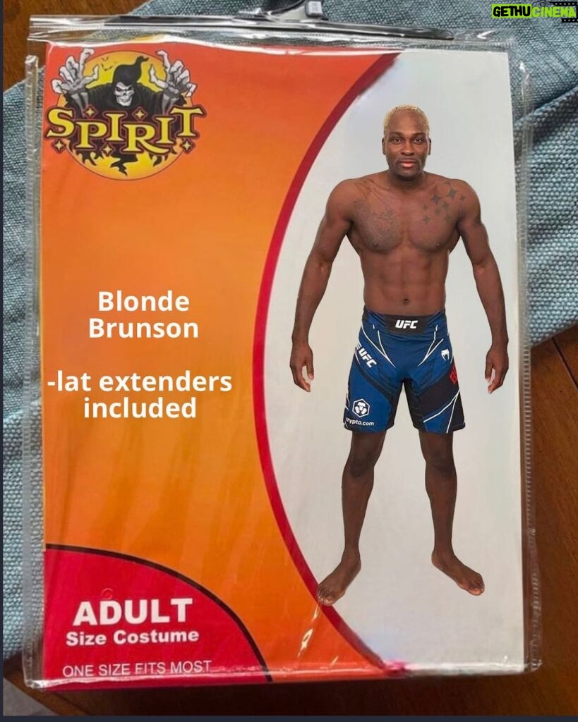 Derek Brunson Instagram - If you’re a last minute shopper like myself . Lucky you , stop by Walmart or Party City to pick up your Blonde Brunson 👱🏾‍♂️costume . Y’all know I got ya. Happy Halloween 🎃