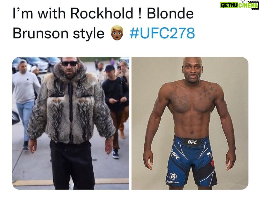 Derek Brunson Instagram - Let go Rockhold ! #BlondeBrunson style 👱🏾‍♂️#UFC278 Tallahassee, Florida