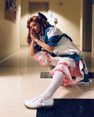 Devon Hales Instagram - More theâtre? The character I was rehearsing while we shot eps. 8/9/10, and performed after we wrapped. The Nether 🤖👄🐰🪓 for Theater Emory.