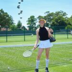 Di Mondo Instagram - 8:51pm “Let’s play tennis but make it fashion / Juguemos tennis pero hazlo fashion“ #MiuMiu #Tennis #DiMondo Tuesday July.19.2022 #NewYork Pics by: @myartcode Hat and Bag: @ericjavits Outfit: @miumiu @instagram West Side Tennis Club