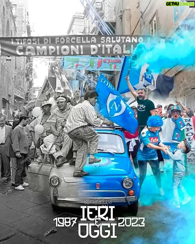 Diego Maradona Instagram - Ieri e oggi. La stessa città, la stessa felicità 💙 Napoli, Italy