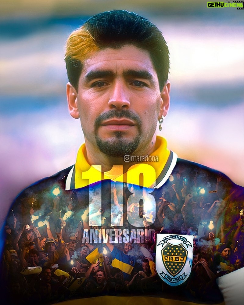 Diego Maradona Instagram - En el alma. Felices 118 querido Boca Juniors 💙💛💙 #118 La Bombonera