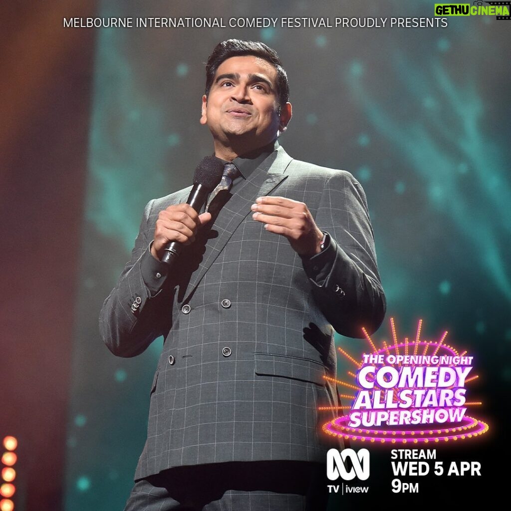 Dilruk Jayasinha Instagram - Tune in tonight at 9pm tonight on @abctv to catch me strut my stuff on the Palais stage at last week’s @melbcomedyfestival opening night show! But instead if you’re gonna be at my live solo show “Heart Stopper” at 9.15pm then just go home and we can iview it at the same time! @styledbyramzy