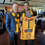 Dilruk Jayasinha Instagram – Last Saturday was far from an ideal result on the scoreboard for @hawthornfc but was unbelievably chuffed when @robmillsymills and I were surprised at the President’s Lunch when we were gifted our own guernseys, names on it and everything! Was extra special to have my mate Al Higg as my guest in the crowd, who was the bloke who first got me into, not just hawthorn, but AFL in general! Thanks again Hawthorn and sorry I wasn’t the lucky charm I promised I’d be that day! Melbourne Cricket Ground (MCG)