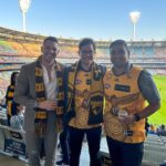 Dilruk Jayasinha Instagram - Last Saturday was far from an ideal result on the scoreboard for @hawthornfc but was unbelievably chuffed when @robmillsymills and I were surprised at the President’s Lunch when we were gifted our own guernseys, names on it and everything! Was extra special to have my mate Al Higg as my guest in the crowd, who was the bloke who first got me into, not just hawthorn, but AFL in general! Thanks again Hawthorn and sorry I wasn’t the lucky charm I promised I’d be that day! Melbourne Cricket Ground (MCG)