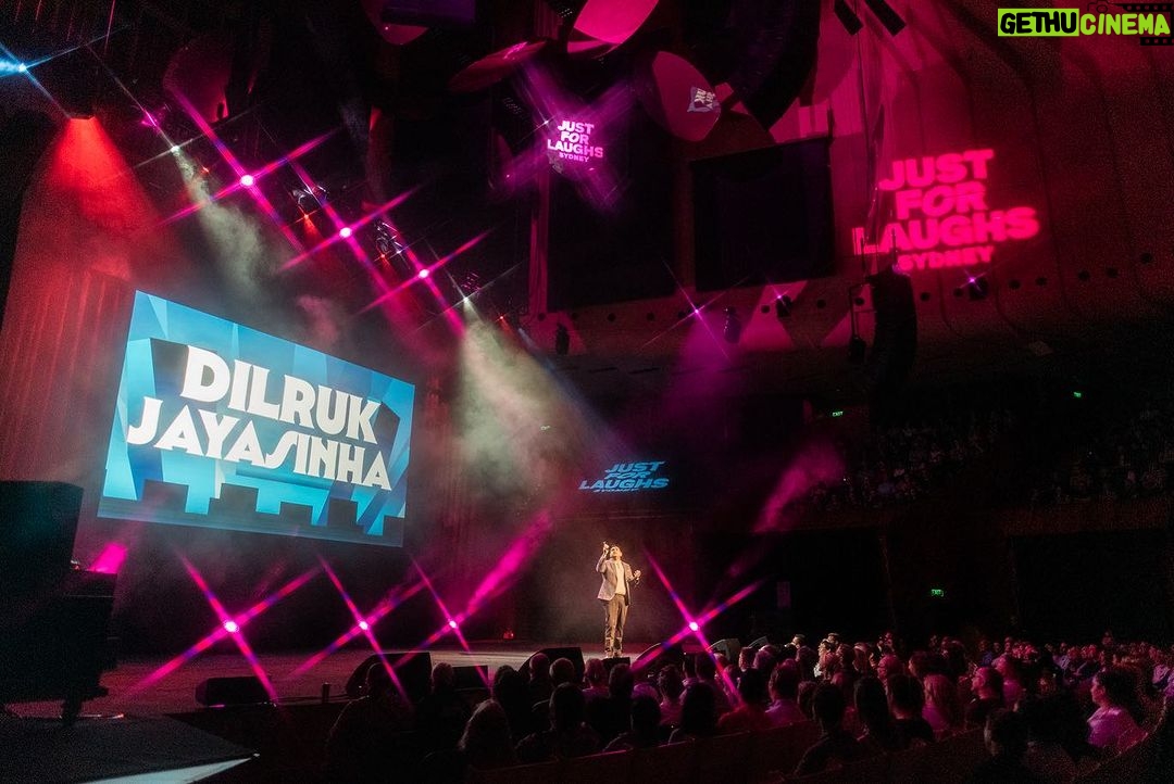 Dilruk Jayasinha Instagram - Last Friday night! Some incredible shots by @nickmickpics at the @justforlaughs_syd gala show at The Sydney Opera House. An absolute dream gig! Thanks one and all!