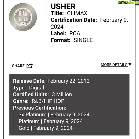 Diplo Instagram - 12 years ago I wrote climax with @usher and it came out as a sudden departure for him. He took a huge chance with me and our writing team but followed through with one my favorite records I’ve ever been part of .. just yesterday this record went 3x platinum. So it makes me feel like it found its audience and became the song we imagined.. fast forward to today’s game.. I’m proud that usher was one of the first artists to really believe in my crazy ideas and to see him on the world’s biggest stage is truly amazing. I love you bro 🫶
