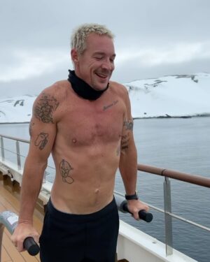Diplo Instagram - Yes it’s hard to exercise in Antarctica . The upside about the south pole is the sun never goes down and I found a track on top of the boat so I started a run club. right now it has zero members.