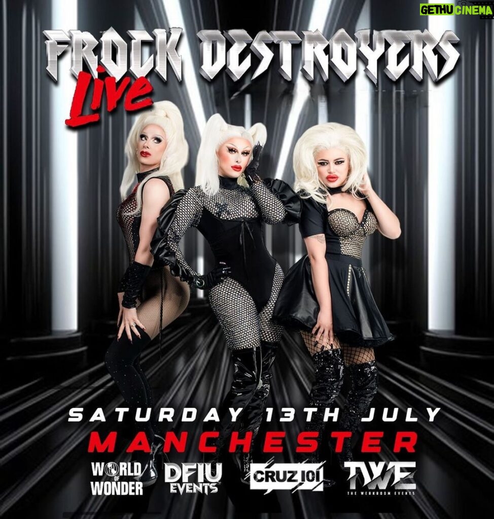 Divina De Campo Instagram - ⚡️𝗙𝗥𝗢𝗖𝗞 𝗗𝗘𝗦𝗧𝗥𝗢𝗬𝗘𝗥𝗦 𝗟𝗜𝗩𝗘⚡️ Frock Destroyers Are Back Together And Heading To Manchester This Summer For An Exclusive Live Show! Hosted By The Fabulous @iamdestinydyson Tickets On Sale Now Via The Link In Our Bio! . . . . #frockdestroyers #DivinaDeCampo #BagaChipz #BluHydrangea #Dragraceuk #WorldOfWonder #Manchester Cruz 101 Manchester