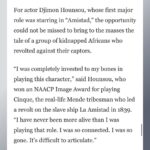Djimon Hounsou Instagram - Had the pleasure of being interviewed by Helena Andrews-Dyer from The Washington Post to discuss the depictions of slavery in popular films including my own, “Amistad.” Link in bio for the full article🙏🏿