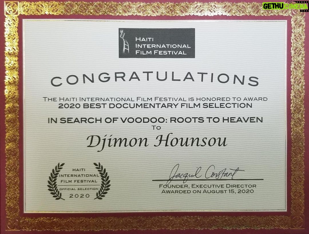Djimon Hounsou - 8.6K Likes - Haiti International Film Festival 2020 - Best Documentary awarded to In Search of Voodoo: Roots to Heaven; thank you 🙏🏿