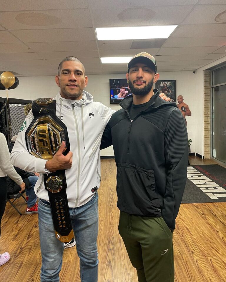 Dominick Reyes Instagram - Huge Congratulations to @alexpoatanpereira! Stone cold killer and a great man. It was a honor to work with you and witness your moment brother. #thechamp #teixeirammaandfitness #danbury #ufc #poatan Teixeira MMA & Fitness