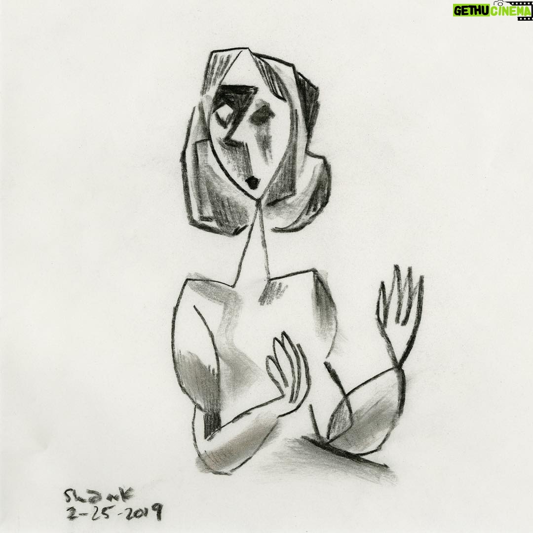 Don Shank Instagram - Seated Woman - charcoal drawing I ran through photoshop and the Oilist app. Always fascinating where it finds color where there was none. #charcoal #oilist #oilistapp
