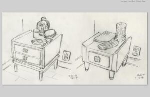 Don Shank Instagram - More designs from Bao. First image was an early drawing to settle on the level of simplicity and style. @domeeshi picked the one on the right. The last image is a map of Ma's entire house where I stitched all the house sets together into one. #bao #baoshortfilm #pixar #pixarbao #pixarbaomovie #baopixar