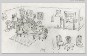 Don Shank Instagram - More designs from Bao. First image was an early drawing to settle on the level of simplicity and style. @domeeshi picked the one on the right. The last image is a map of Ma's entire house where I stitched all the house sets together into one. #bao #baoshortfilm #pixar #pixarbao #pixarbaomovie #baopixar