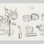 Don Shank Instagram - I was lucky enough to design the sets on the short Bao by @domeeshi which is on the shortlist this year for the Academy Awards! Here's some drawings of the Kitchen and food related items. After the drawings I made a simple 3D model to work out the proportions as they related to the character model and that became a basic guide for the set modeler as he worked to capture the feel of the drawings. #bao #baoshortfilm #pixar Pixar Animation Studios