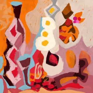 Don Shank Instagram - iPhone finger painting. Bottle and white flowers? Or floating fried eggs? Hmm. #procreate #procreatepocket #abstractart #fingerpainting