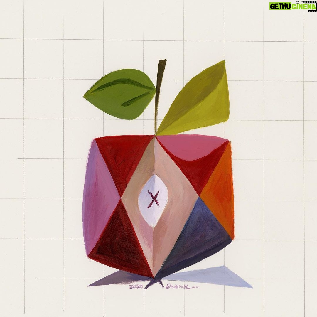 Don Shank - 470 Likes - Apple on grid / Acrylic on paper #storelinkinbio