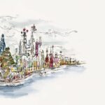 Don Shank Instagram - This was one of my first drawings on Elemental done over 6 years ago. In this version the city was heavily inspired by chemistry sets. We thought a chemistry set would relate to all the elements and be a place where all elements belonged. I hope you were able to get out to see it this weekend! #pixarelemental #pixar #elemental #elementalmovie #elementcity #animation Pixar