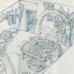 Don Shank Instagram - Pescheria Marcovaldo. This one is a heartbreaker. There was a long period of time where scenes took place in here. But in the final movie the doors aren't even open. This is one of my favorite drawings from my time on Luca but it wasn't meant to be. #luca #pixarluca #pixar #pencilonpaper #setdesign #deadfish #happydeadfish Pixar
