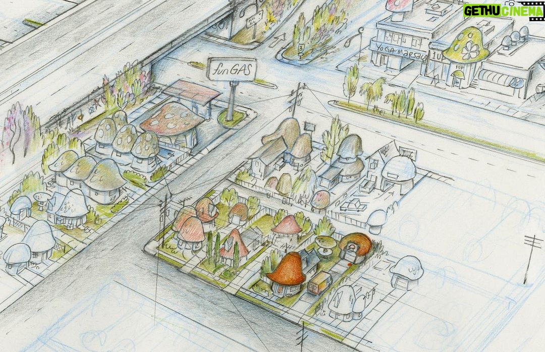 Don Shank - 446 Likes - Few more from Onward. Wanted the gas station to be called Fun Gas (fungus!) and the graphics had been designed! But it was swapped out to something else late in the game. #Pixar #Onward #animation #mushrooms