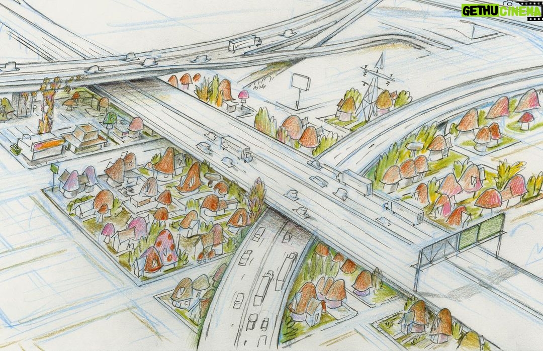 Don Shank - 446 Likes - Few more from Onward. Wanted the gas station to be called Fun Gas (fungus!) and the graphics had been designed! But it was swapped out to something else late in the game. #Pixar #Onward #animation #mushrooms