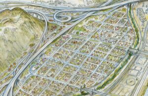 Don Shank Instagram - From my time on Onward. Frogtown in Los Angeles provided a lot of inspiration for Mushroomton. This is an overview where I basically turned Frogtown into mushrooms and added some extras. The commercial street is based on part of Grand Ave in Oakland. That's supposed to be some dwarf mine apartments in the mountain in the lower corner. I had so much fun working on this movie. #Onward #Pixar #animation