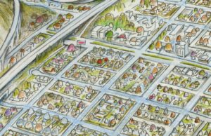 Don Shank Instagram - From my time on Onward. Frogtown in Los Angeles provided a lot of inspiration for Mushroomton. This is an overview where I basically turned Frogtown into mushrooms and added some extras. The commercial street is based on part of Grand Ave in Oakland. That's supposed to be some dwarf mine apartments in the mountain in the lower corner. I had so much fun working on this movie. #Onward #Pixar #animation