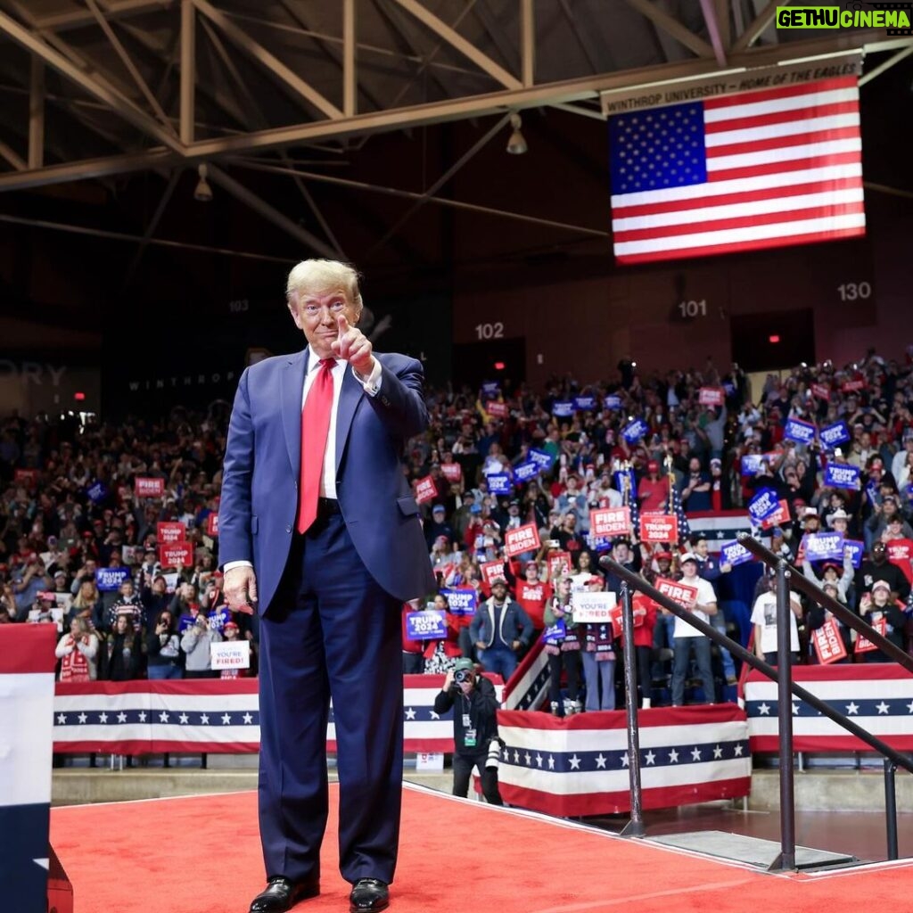 Donald Trump Instagram - THANK YOU—ROCK HILL, SOUTH CAROLINA, I LOVE YOU! Get out and VOTE tomorrow, so we can SAVE AMERICA, and MAKE AMERICA GREAT AGAIN! Find your voting location — at the link in bio. #TRUMP2024 Rock Hill, South Carolina