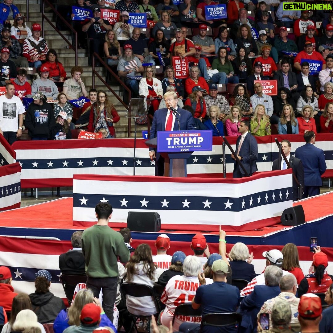 Donald Trump Instagram - THANK YOU—ROCK HILL, SOUTH CAROLINA, I LOVE YOU! Get out and VOTE tomorrow, so we can SAVE AMERICA, and MAKE AMERICA GREAT AGAIN! Find your voting location — at the link in bio. #TRUMP2024 Rock Hill, South Carolina