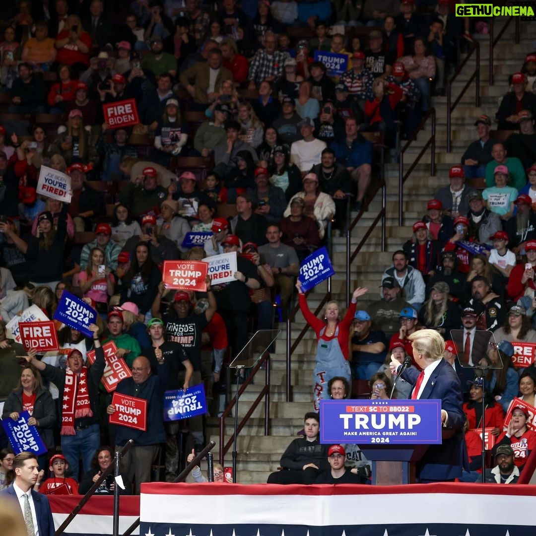 Donald Trump Instagram - THANK YOU—ROCK HILL, SOUTH CAROLINA, I LOVE YOU! Get out and VOTE tomorrow, so we can SAVE AMERICA, and MAKE AMERICA GREAT AGAIN! Find your voting location — at the link in bio. #TRUMP2024 Rock Hill, South Carolina