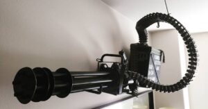 Donavon Warren Instagram - Just because it's a toy... Doesn't me you can play with it inside the house!

#warrenindustries #oldpainless #minigun #gatlinggun #predatormovie #terminator2