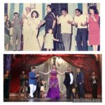 Donia Samir Ghanem Instagram - الصورة دي من مسرحية فارس و بني خيبان و كان عندي وقتها سنة او سنتين و معرفش ليه كنت بحب أطلع جنب بابي و مامي علي المسرح في وقت تحية الجمهور بس لما كبرت عرفت 🙂 الصورة التانية من تحيتي للجمهور العظيم "أهلي" في مسرحية آنستونا اللي بتتعرض دلوقتي وانا في وسط كل النجوم و صناع العمل اللي متشرفة بوجودي معاهم الصورة دي فيها حلمي بيتحقق و اللحظة دي هي أكتر لحظة بحس فيها كل يوم ان بابي و مامي واقفين جنبي و بيبصولي بحب و فرحانين بيا و بعمل أقصي ما عندي من مجهود عشان بس الناس تسقفلي و أحس بيهم حواليا بابي و مامي بحبكوا أوي ربنا يرحمكم يا رب