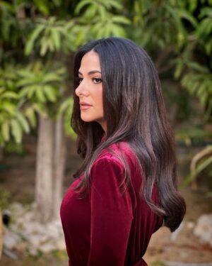 Donia Samir Ghanem Instagram - Red velvet is not only a cake 🤣

Make up @fatmabahgat 
Hairdresser @rizkhairstudio 
Earrings @aliakhafaga